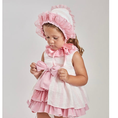 214REMB10 BABY DRESS WITH HAT - BABY DRESS SET - Ricittos