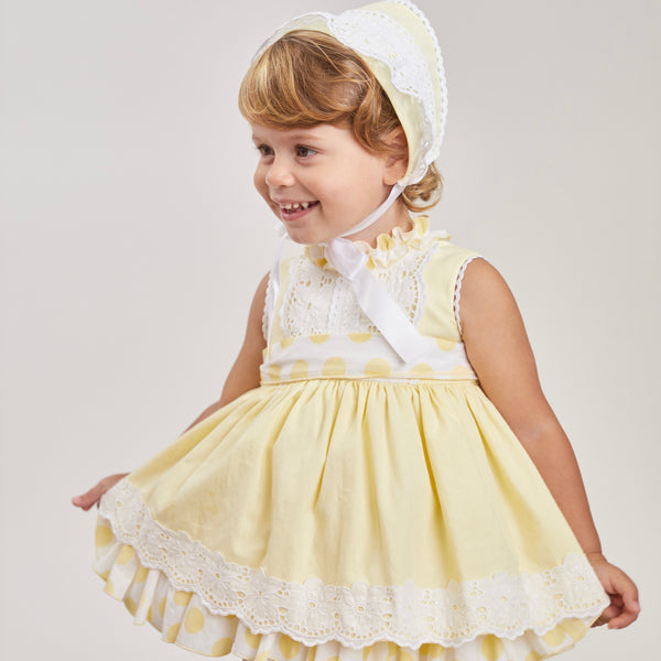 214RAFB10 BABY DRESS WITH HAT - BABY DRESS SET - Ricittos